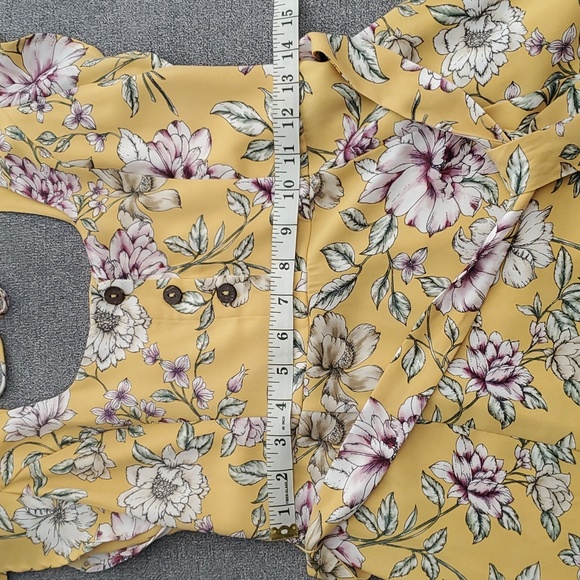 🆕️ XHILARATION Yellow Floral Self-Tie Waist Flutter Sleeve Dress SIZE: XS - Picture 8 of 11